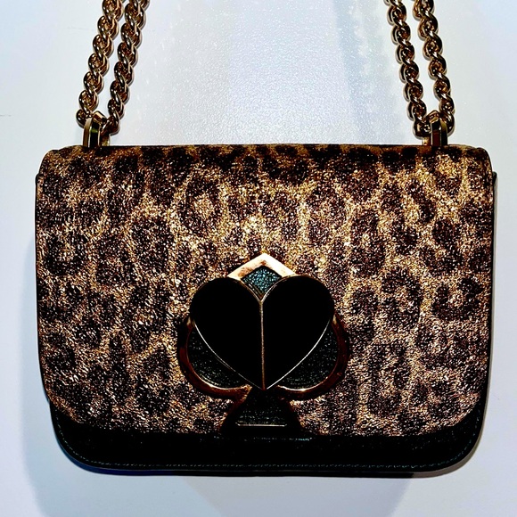 kate spade Nicola Metallic Leopard Twistlock Leather Shoulder Bag - Picture 4 of 17